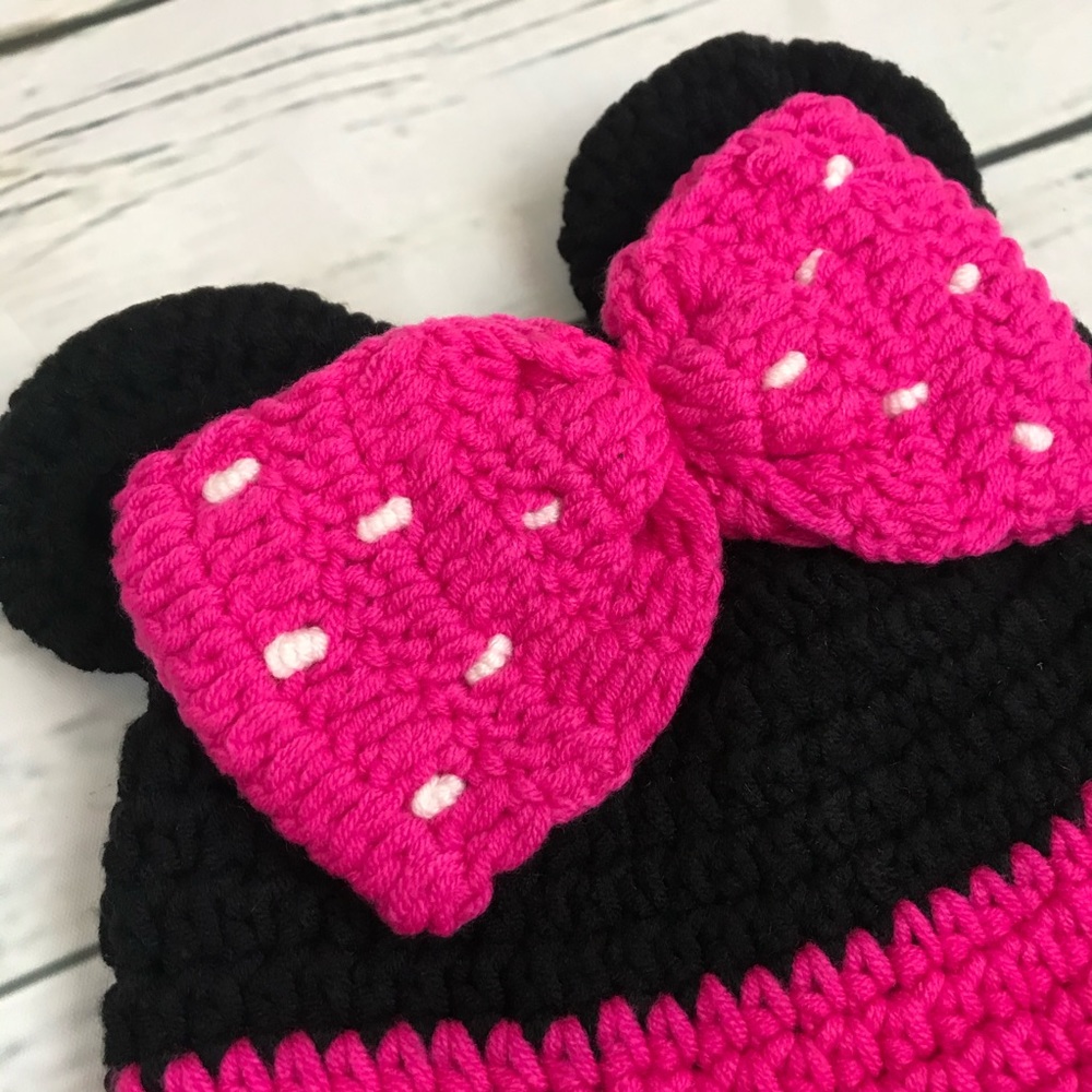 Mickey & Minnie Mouse Crochet Hats with Braided Ties - Picture 13 of 13